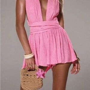 Morning Mist NWT Bow Tie Open Back Mini Dress  Sleeveless